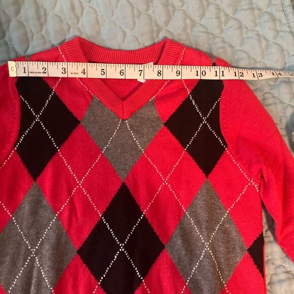 Children’s Place Red Plaid Argyle Pullover Sweater Boys Small 5/6 NWT - Picture 3 of 9